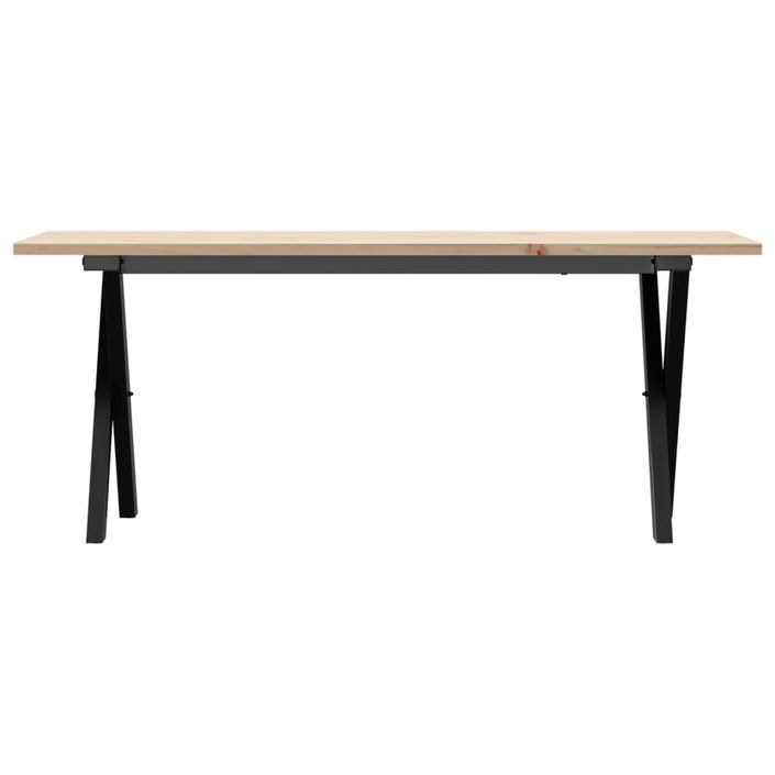 Table basse cadre en X 110x40x45 cm bois de pin massif et fonte - Photo n°4