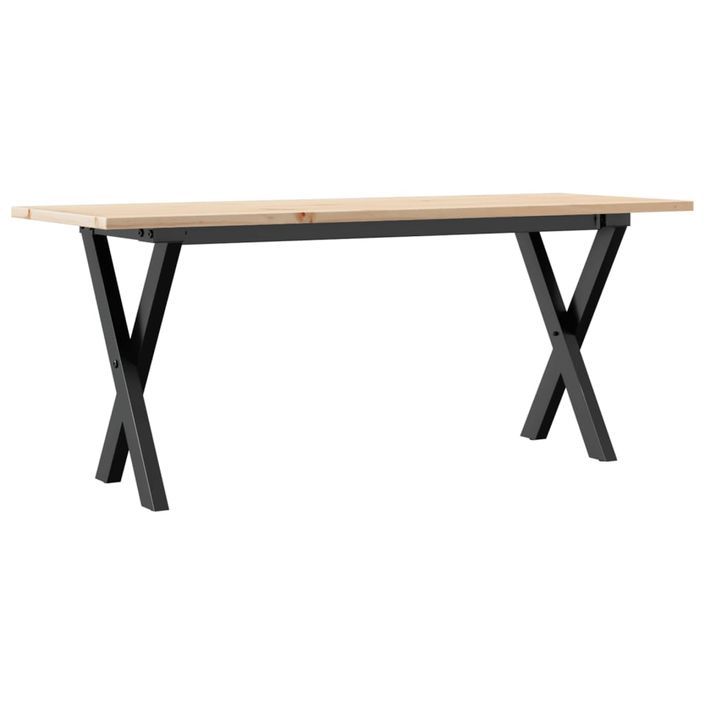 Table basse cadre en X 110x40x45 cm bois de pin massif et fonte - Photo n°6