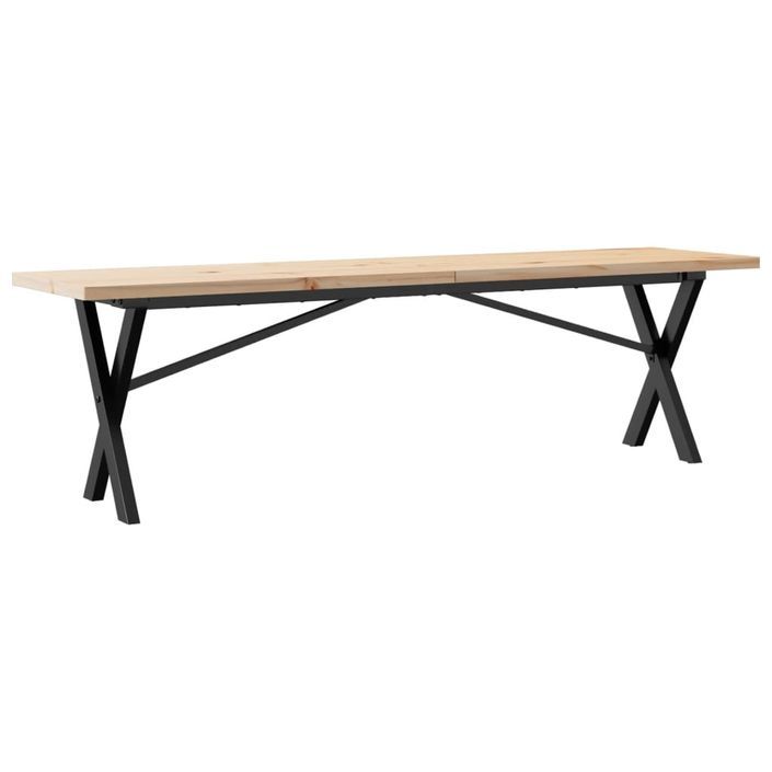 Table basse cadre en X 160x40x45,5 cm bois de pin massif fonte - Photo n°2