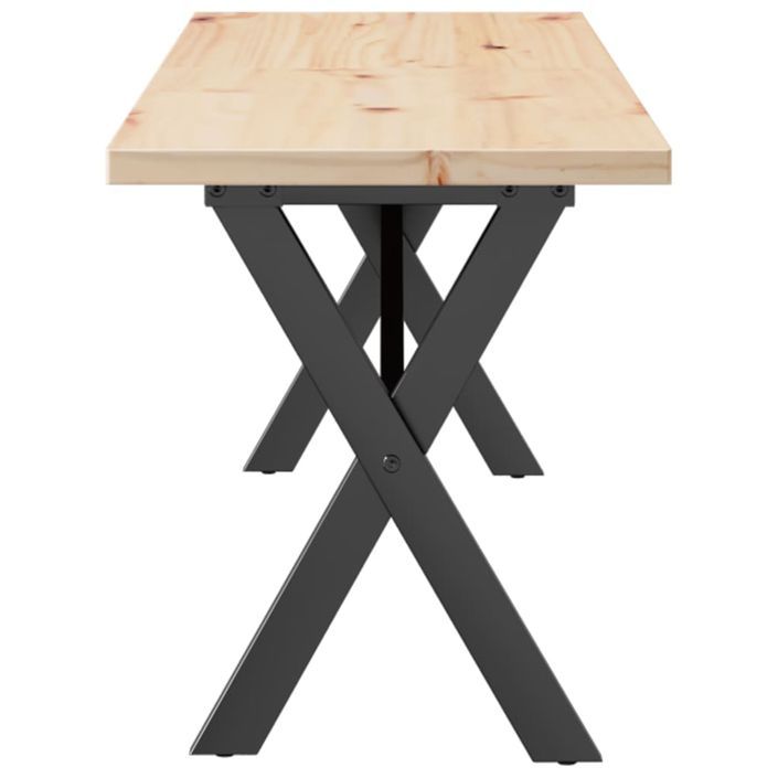 Table basse cadre en X 160x40x45,5 cm bois de pin massif fonte - Photo n°5