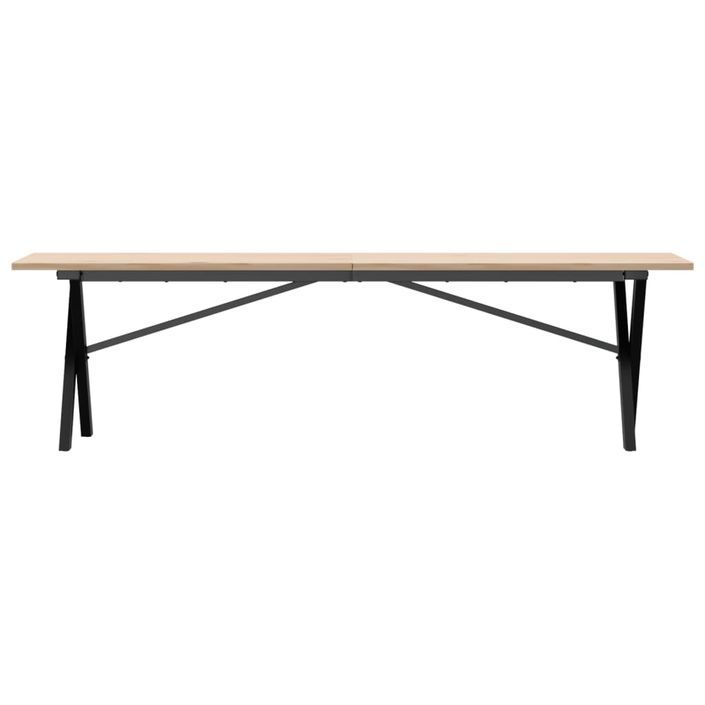 Table basse cadre en X 160x40x45 cm bois de pin massif et fonte - Photo n°4