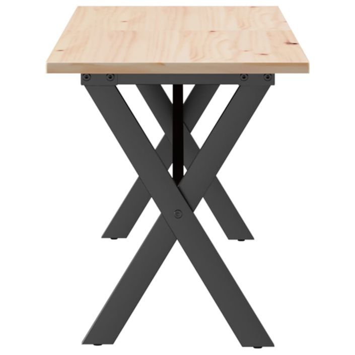 Table basse cadre en X 160x40x45 cm bois de pin massif et fonte - Photo n°5