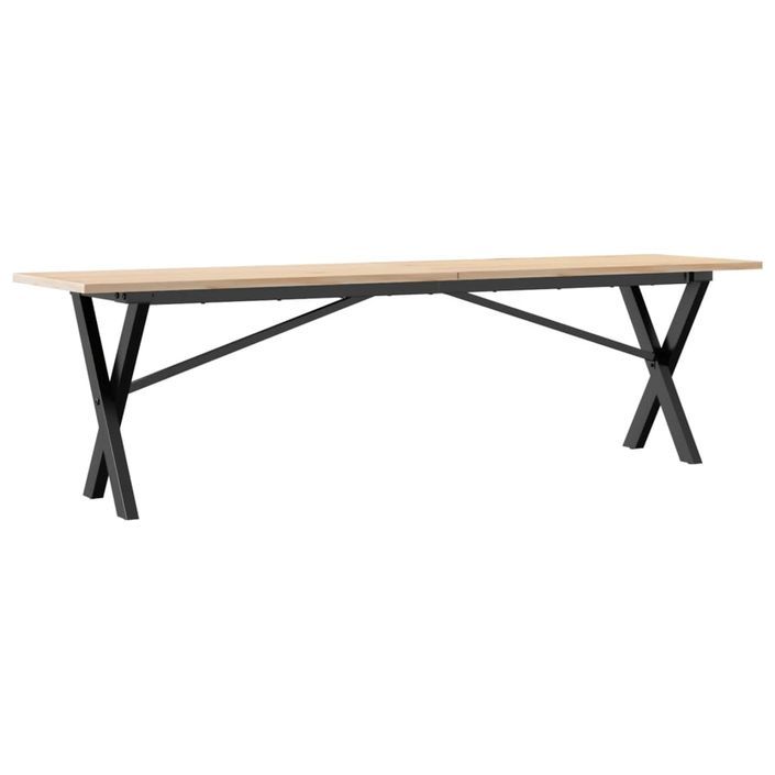 Table basse cadre en X 160x40x45 cm bois de pin massif et fonte - Photo n°6