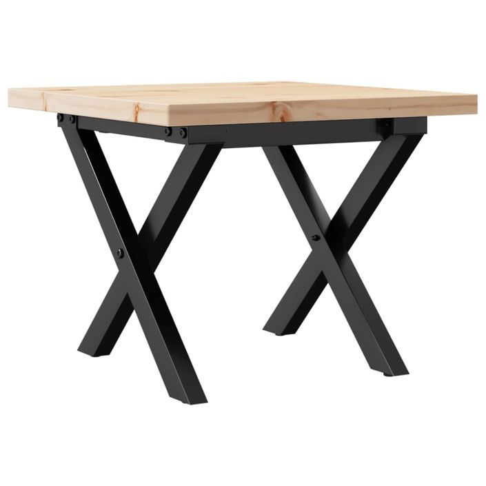 Table basse cadre en X 40x40x35,5cm bois de pin massif et fonte - Photo n°2