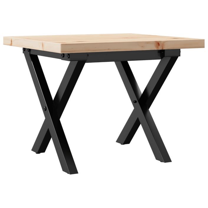 Table basse cadre en X 40x40x35,5cm bois de pin massif et fonte - Photo n°6