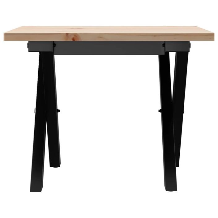 Table basse cadre en X 40x40x35 cm bois de pin massif et fonte - Photo n°4