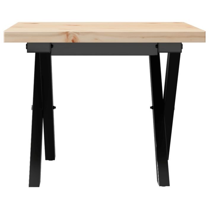 Table basse cadre en X 50x50x35,5cm bois de pin massif et fonte - Photo n°4