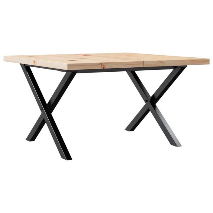 Table basse cadre en X 60x60x40,5cm bois de pin massif et fonte - Photo n°2