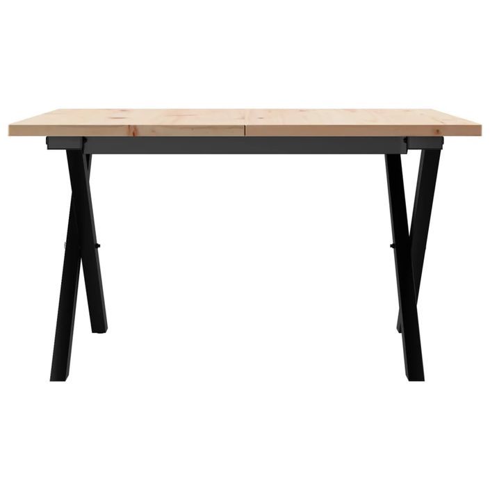 Table basse cadre en X 60x60x40 cm bois de pin massif et fonte - Photo n°4