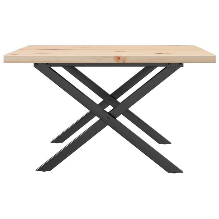 Table basse cadre en X 70x70x40,5cm bois de pin massif et fonte - Photo n°5