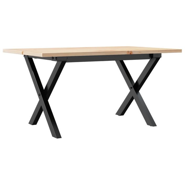 Table basse cadre en X 80x50x40 cm bois de pin massif et fonte - Photo n°6