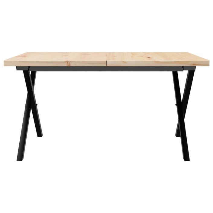 Table basse cadre en X 80x80x45,5cm bois de pin massif et fonte - Photo n°4