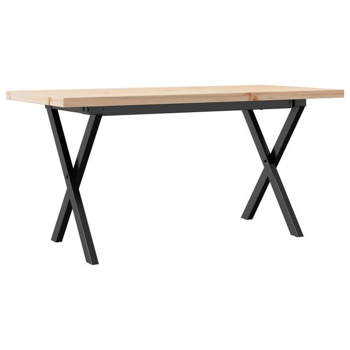 Table basse cadre en X 90x40x45,5cm bois de pin massif et fonte - Photo n°2