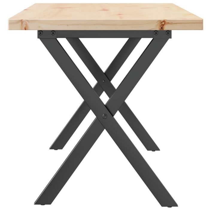 Table basse cadre en X 90x40x45,5cm bois de pin massif et fonte - Photo n°5