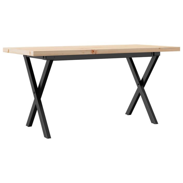 Table basse cadre en X 90x40x45,5cm bois de pin massif et fonte - Photo n°6