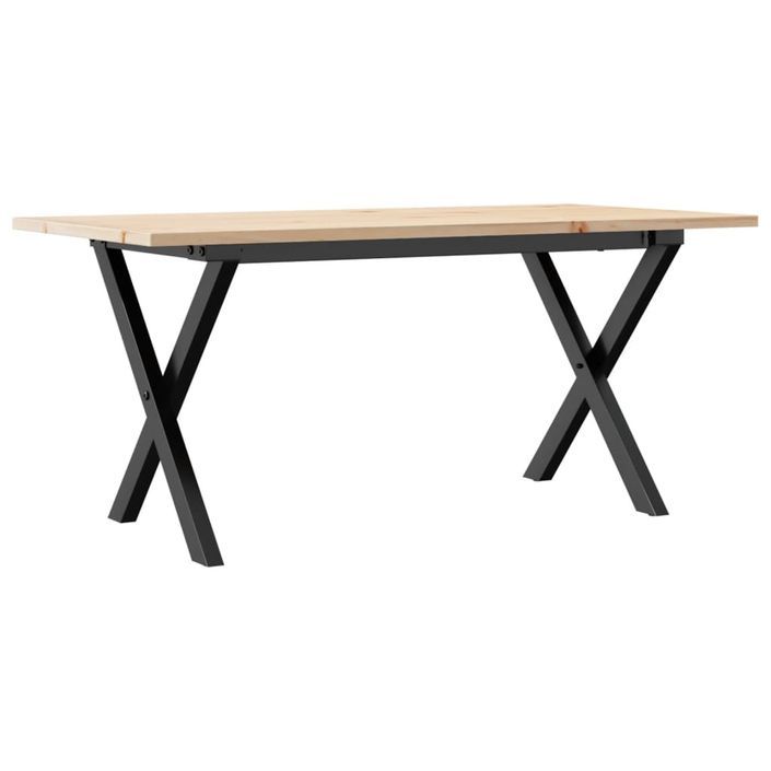 Table basse cadre en X 90x40x45 cm bois de pin massif et fonte - Photo n°2