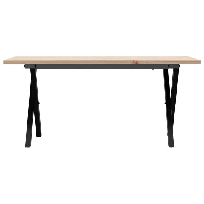 Table basse cadre en X 90x40x45 cm bois de pin massif et fonte - Photo n°4