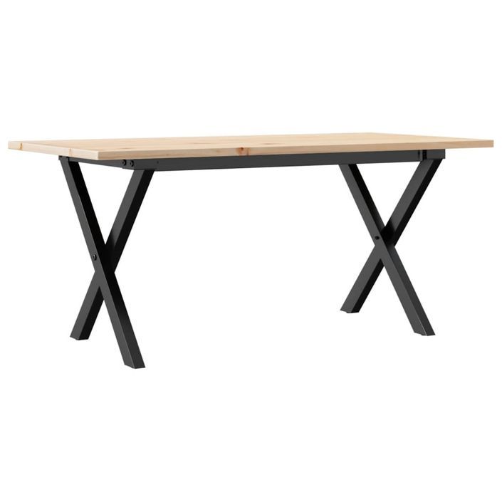 Table basse cadre en X 90x40x45 cm bois de pin massif et fonte - Photo n°6