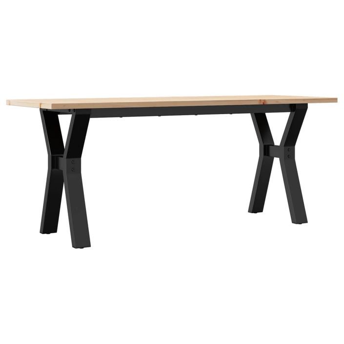 Table basse cadre en Y 110x40x45 cm bois de pin massif et fonte - Photo n°2