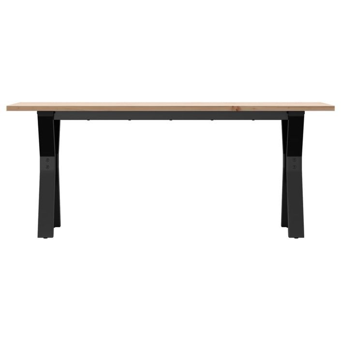 Table basse cadre en Y 110x40x45 cm bois de pin massif et fonte - Photo n°4