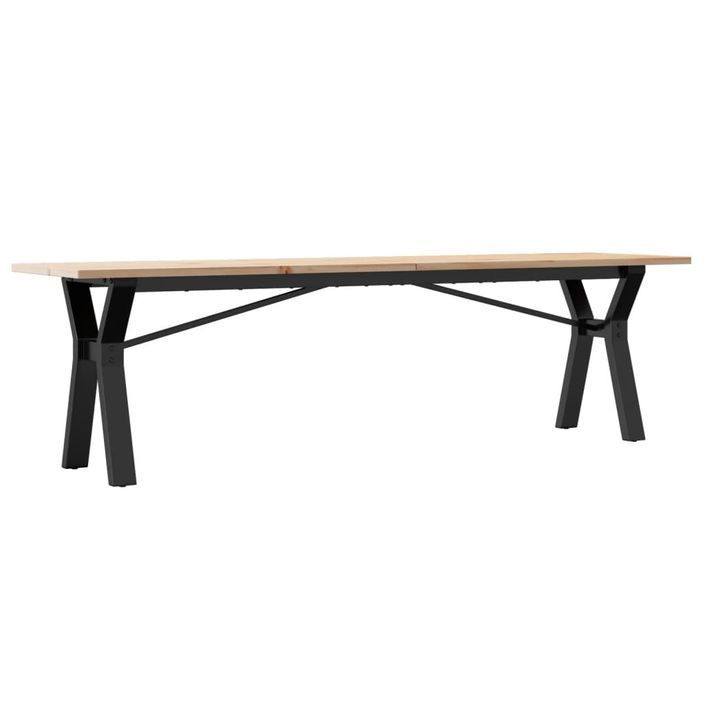 Table basse cadre en Y 160x40x45 cm bois de pin massif et fonte - Photo n°2