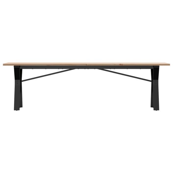 Table basse cadre en Y 160x40x45 cm bois de pin massif et fonte - Photo n°4