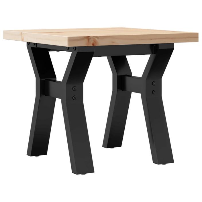 Table basse cadre en Y 40x40x35,5cm bois de pin massif et fonte - Photo n°2