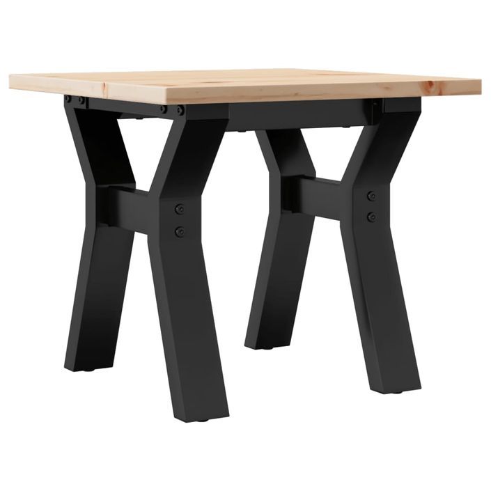 Table basse cadre en Y 40x40x35 cm bois de pin massif et fonte - Photo n°6