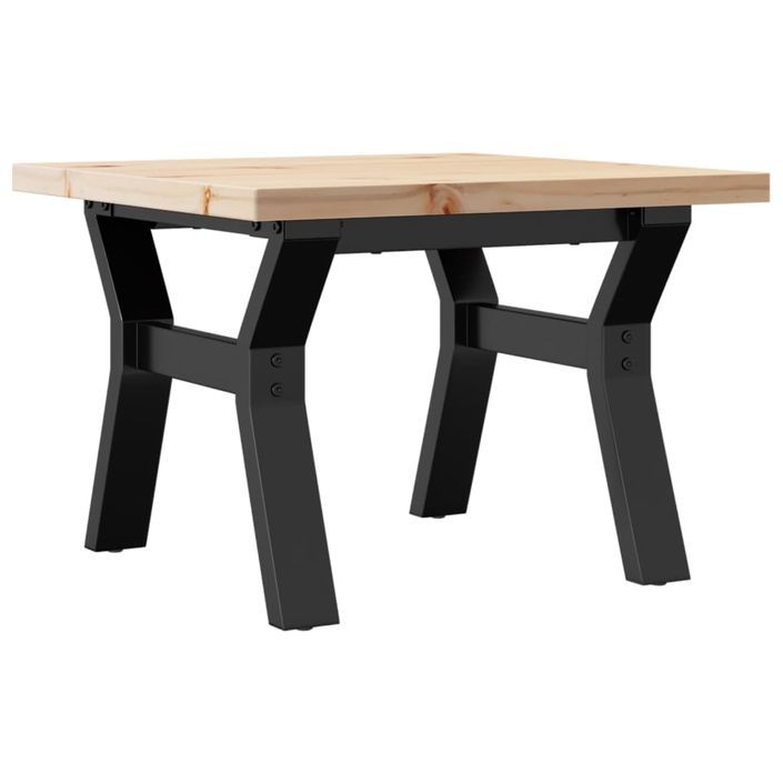 Table basse cadre en Y 50x50x35,5cm bois de pin massif et fonte - Photo n°6