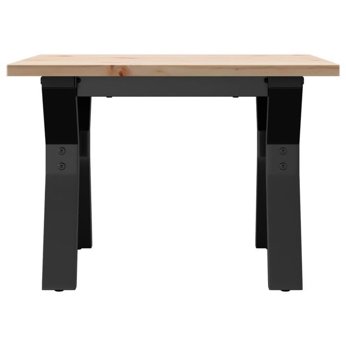 Table basse cadre en Y 50x50x35 cm bois de pin massif et fonte - Photo n°4