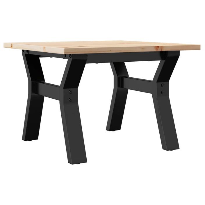 Table basse cadre en Y 50x50x35 cm bois de pin massif et fonte - Photo n°6