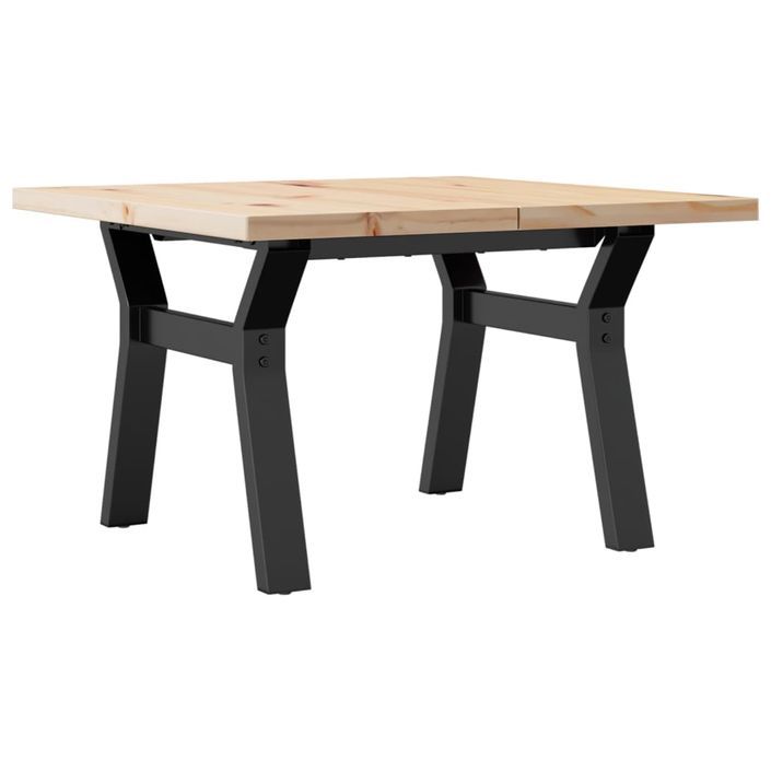 Table basse cadre en Y 60x60x40,5cm bois de pin massif et fonte - Photo n°2