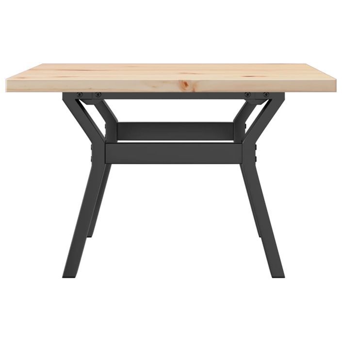 Table basse cadre en Y 60x60x40,5cm bois de pin massif et fonte - Photo n°5