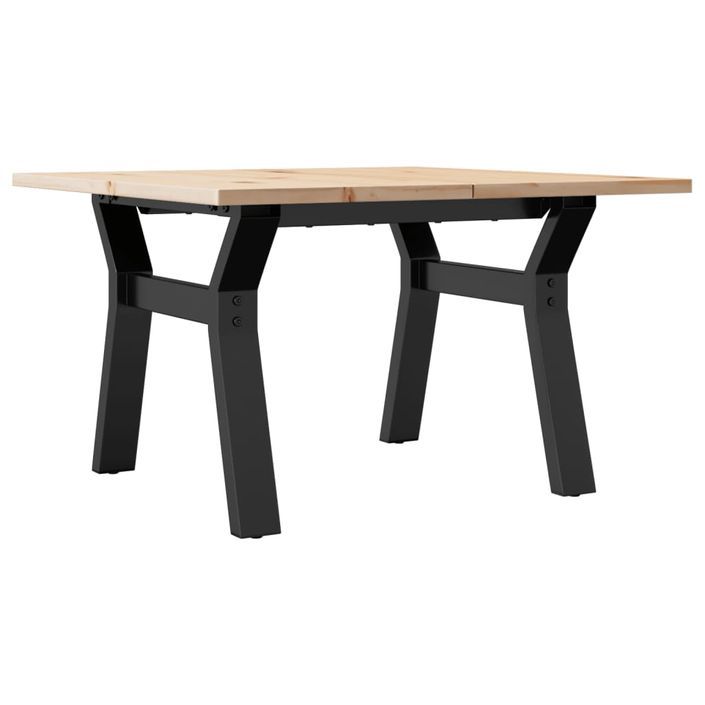 Table basse cadre en Y 60x60x40 cm bois de pin massif et fonte - Photo n°2