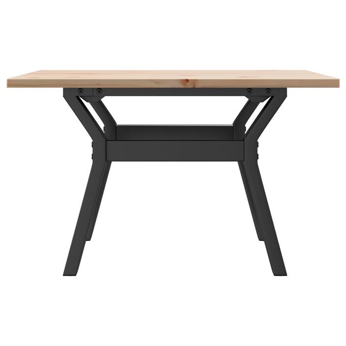 Table basse cadre en Y 70x70x40 cm bois de pin massif et fonte - Photo n°5