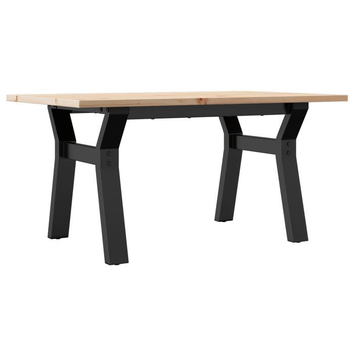 Table basse cadre en Y 80x50x40 cm bois de pin massif et fonte - Photo n°2