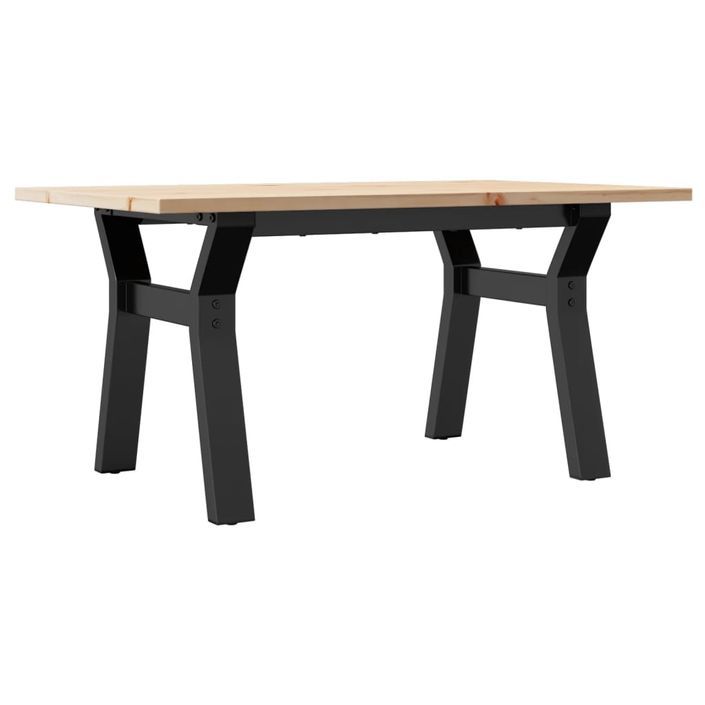 Table basse cadre en Y 80x50x40 cm bois de pin massif et fonte - Photo n°6