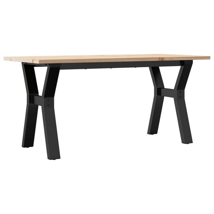 Table basse cadre en Y 90x40x45 cm bois de pin massif et fonte - Photo n°6