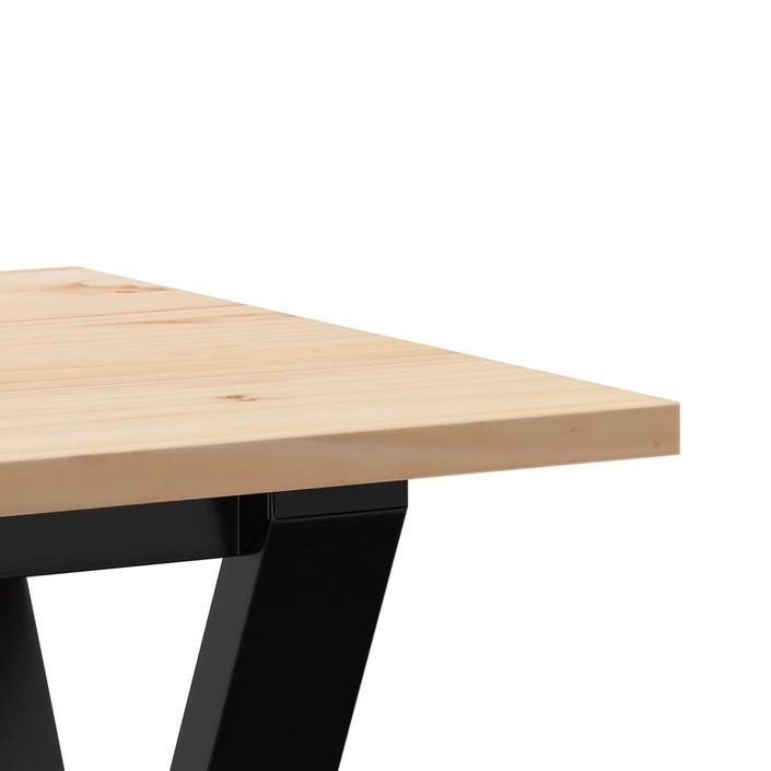 Table basse cadre en Y 90x40x45 cm bois de pin massif et fonte - Photo n°7