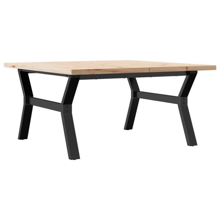 Table basse cadre en Y 90x90x45,5cm bois de pin massif et fonte - Photo n°6