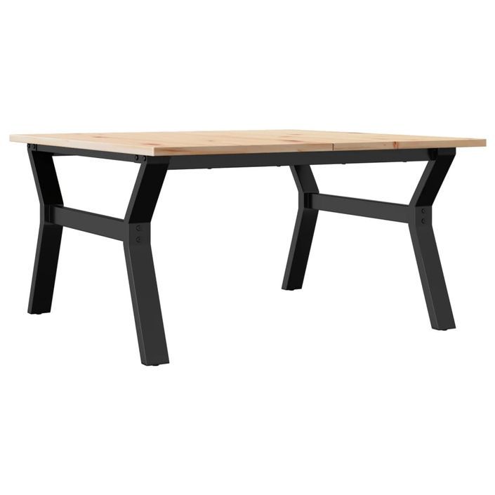 Table basse cadre en Y 90x90x45 cm bois de pin massif et fonte - Photo n°6