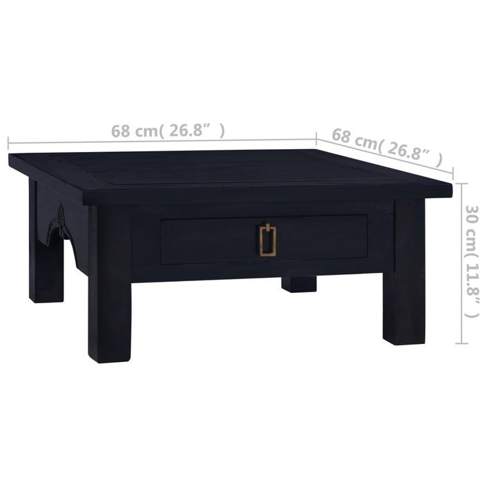 Table basse Café noir clair 68x68x30 cm Bois d'acajou massif - Photo n°8