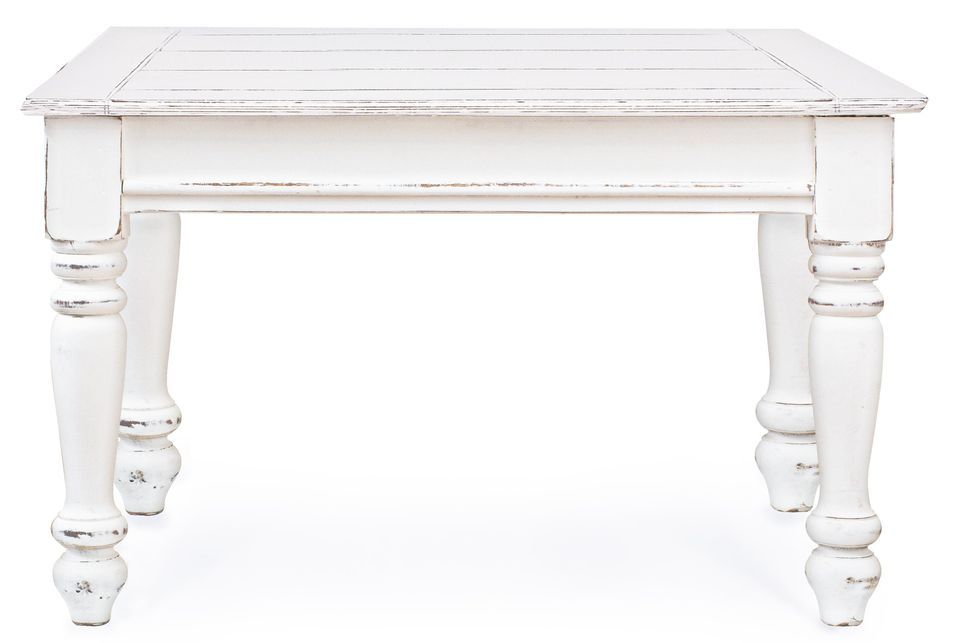 Table basse carré en bois de manguier blanc patiné Kolita 75 cm - Photo n°2
