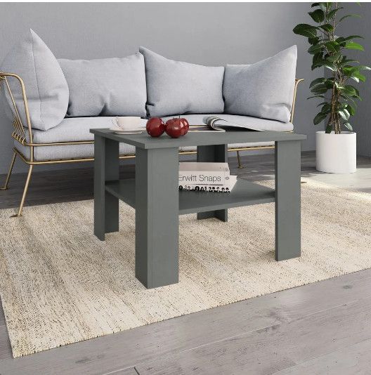 Table basse carrée 1 étagère bois gris Modra - Photo n°2