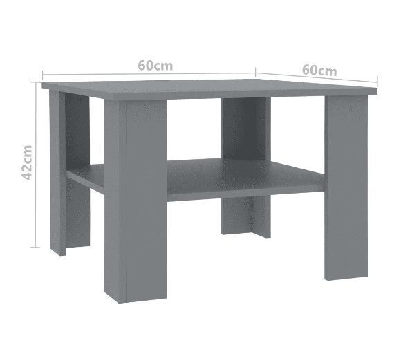 Table basse carrée 1 étagère bois gris Modra - Photo n°5