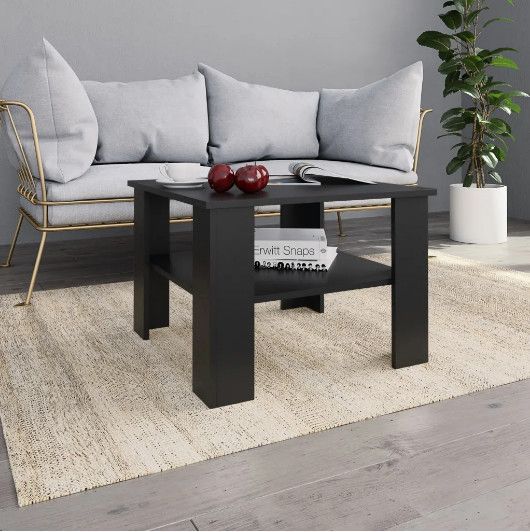 Table basse carrée 1 étagère bois noir Modra - Photo n°2