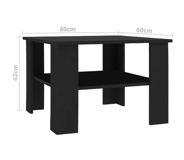 Table basse carrée 1 étagère bois noir Modra - Photo n°5