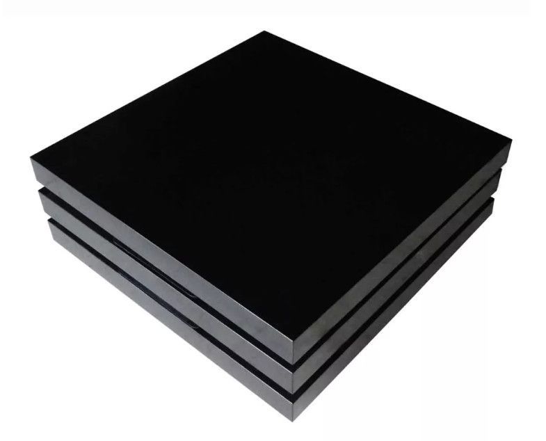 Table basse carrée 3 étagères noir blanc brillant Venti - Photo n°1