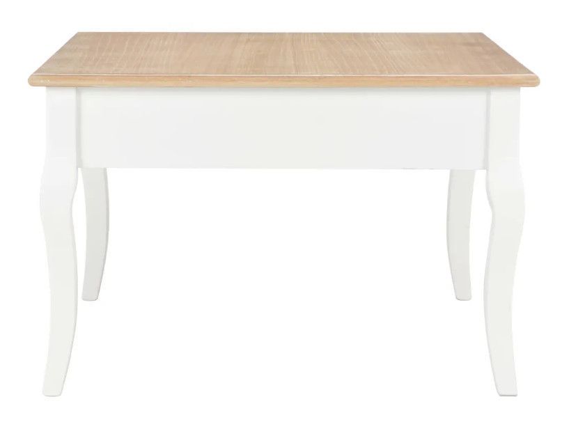 Table basse carrée 4 tiroirs bois clair et pin massif blanc Dean - Photo n°4