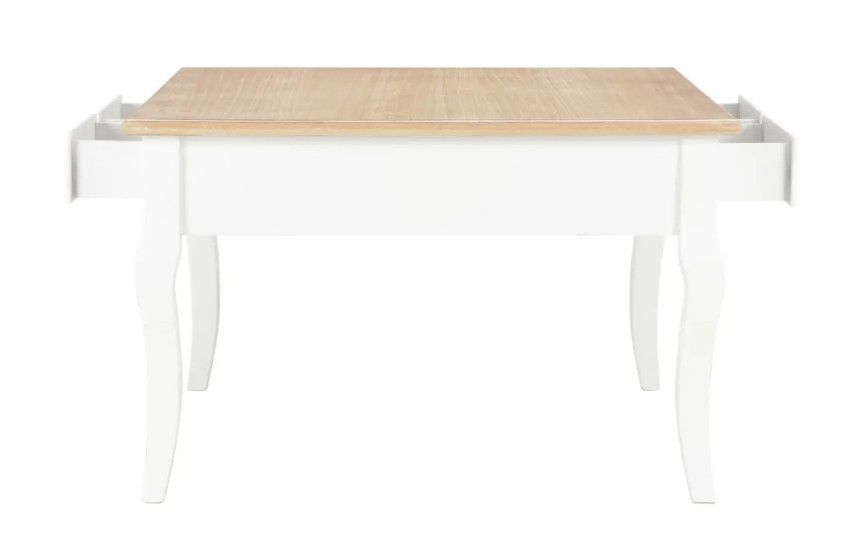 Table basse carrée 4 tiroirs bois clair et pin massif blanc Dean - Photo n°5